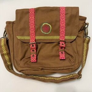 American Girl Canvas Messenger Bag – Doll Accessory Crossbody – Pink & Brown